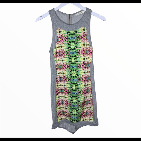 LUSTER Optical Illusion Racerback Tank Dress With Zipper Back Grey Size Small - Picture 5 of 9